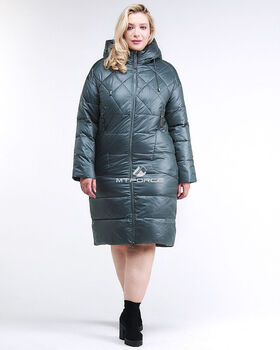 Женская зимняя классика куртка стеганная темно-зел